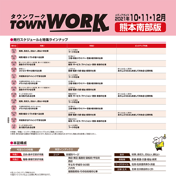 タウンワーク 熊本南部版 メディアガイド(2021年10〜12月)