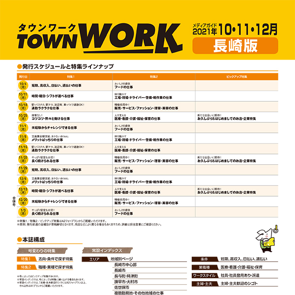 タウンワーク 長崎版 メディアガイド(2021年10〜12月)