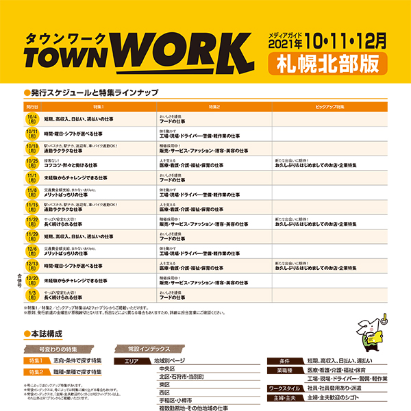 タウンワーク 札幌北部版 メディアガイド(2021年10〜12月)