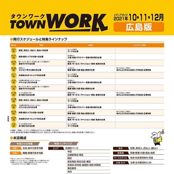 タウンワーク 広島版 メディアガイド(2021年10〜12月)